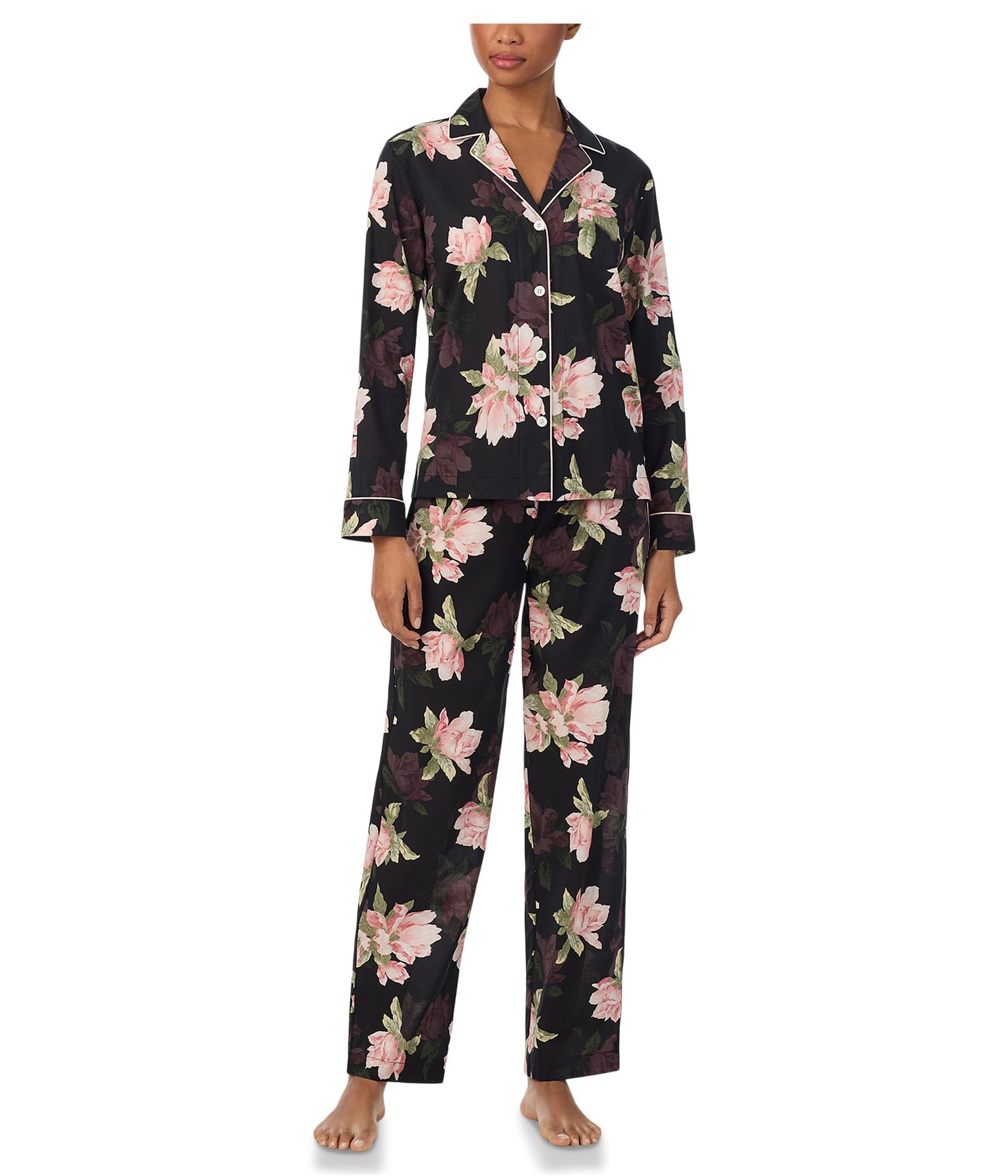 Women's Black Floral Pajama Set