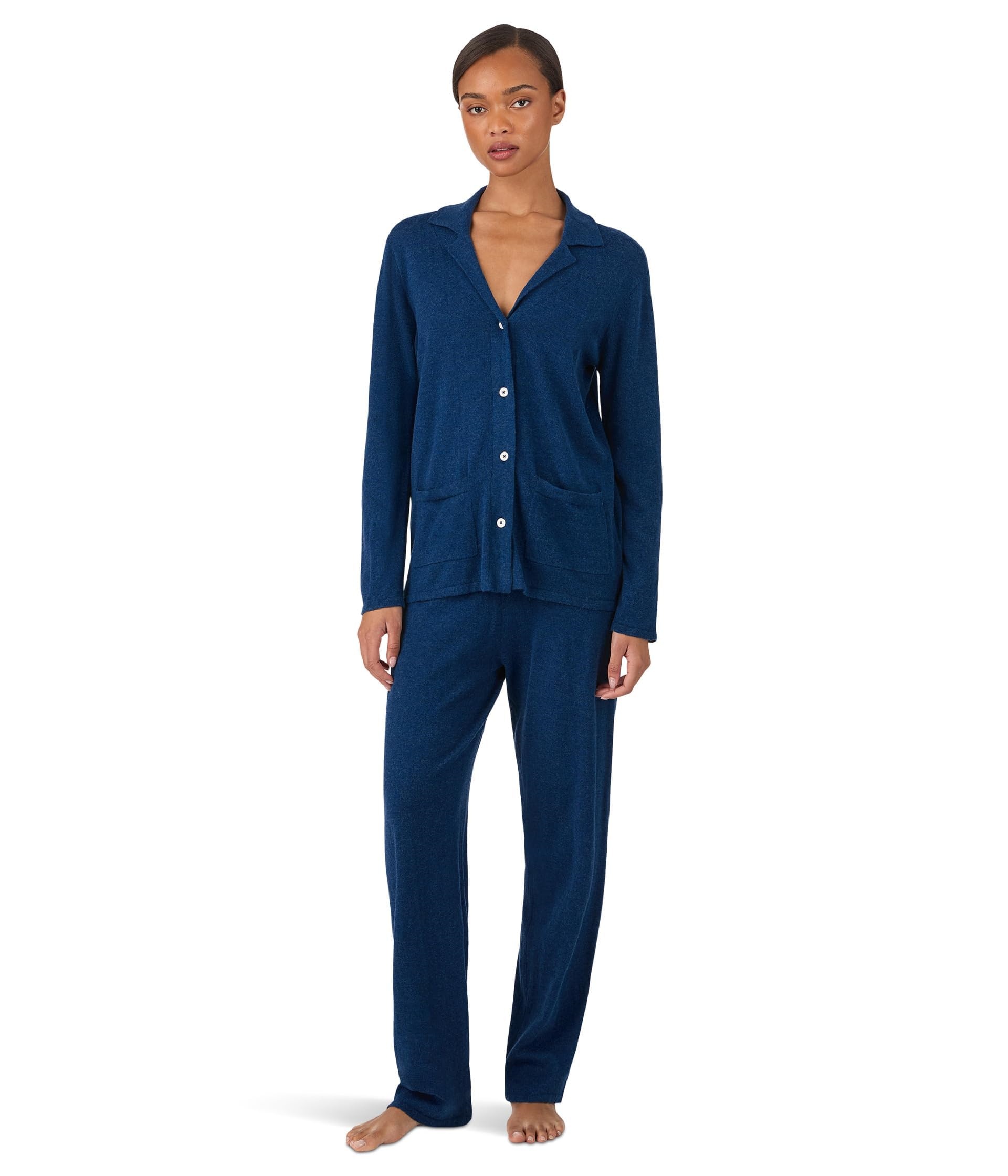 Women's Navy Blue Cotton Cashmere Pajama Set