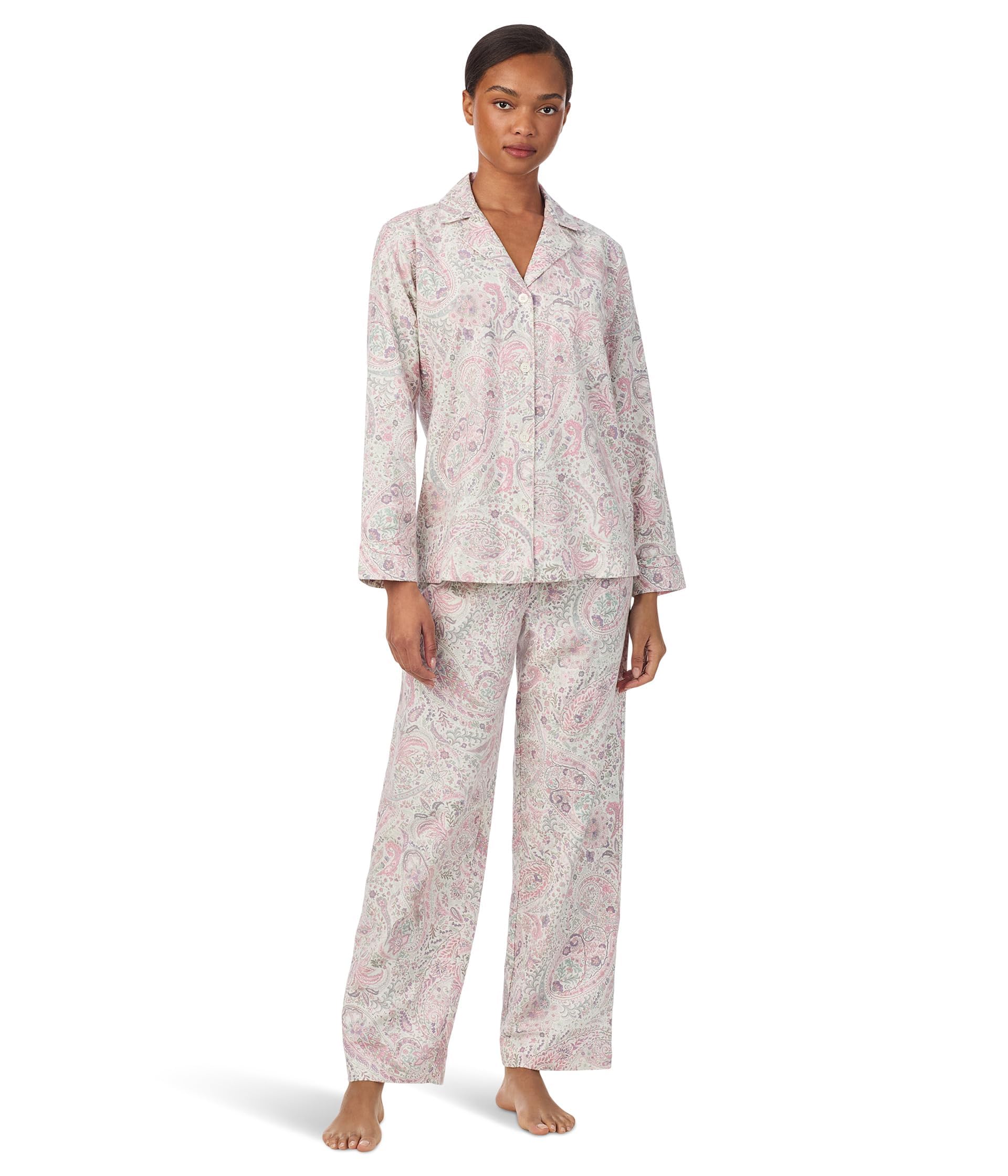 Women's Ivory Paisley Pattern Pajama Set
