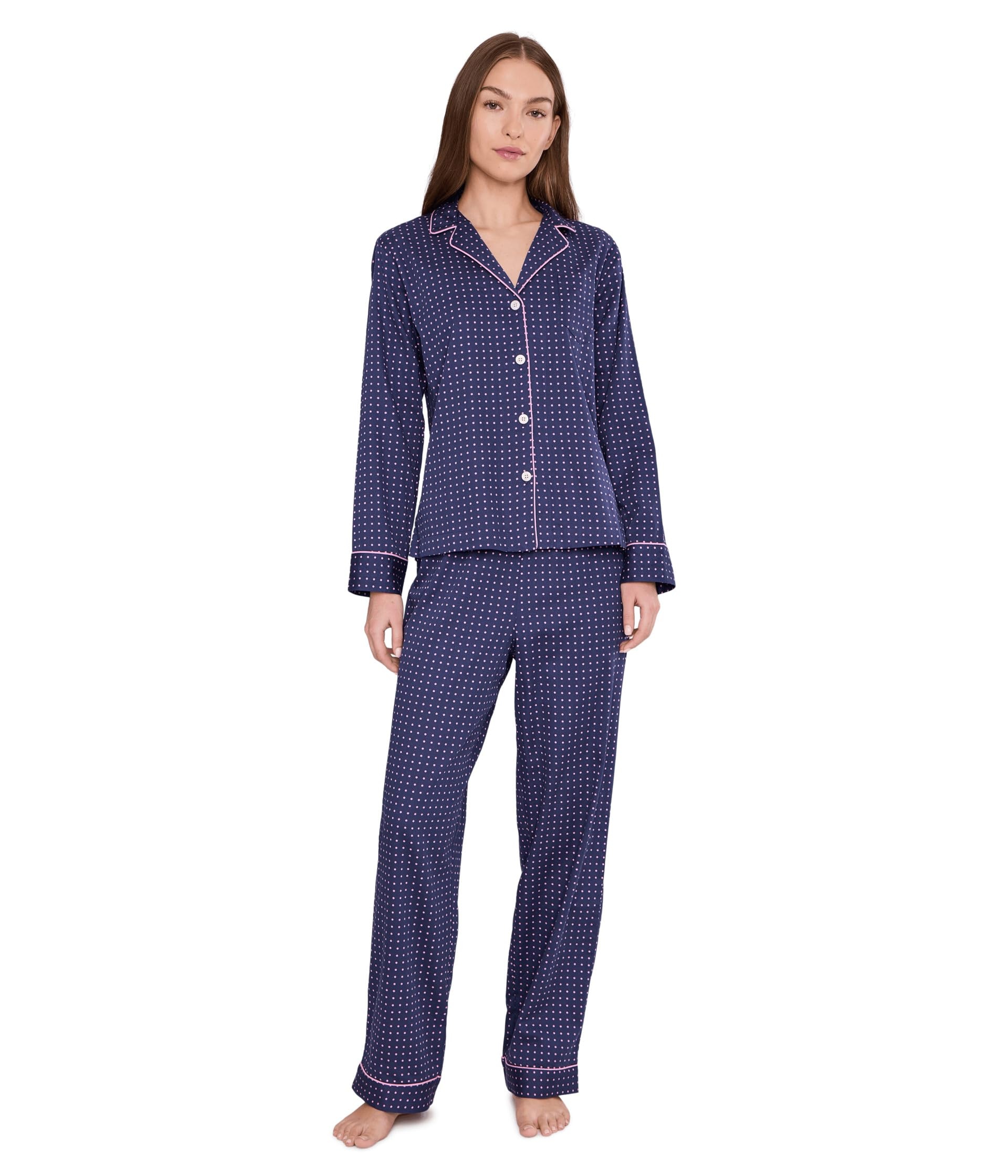 Women's Navy Blue Polka Dot Pajama Set